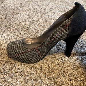 Plaid cloth heels